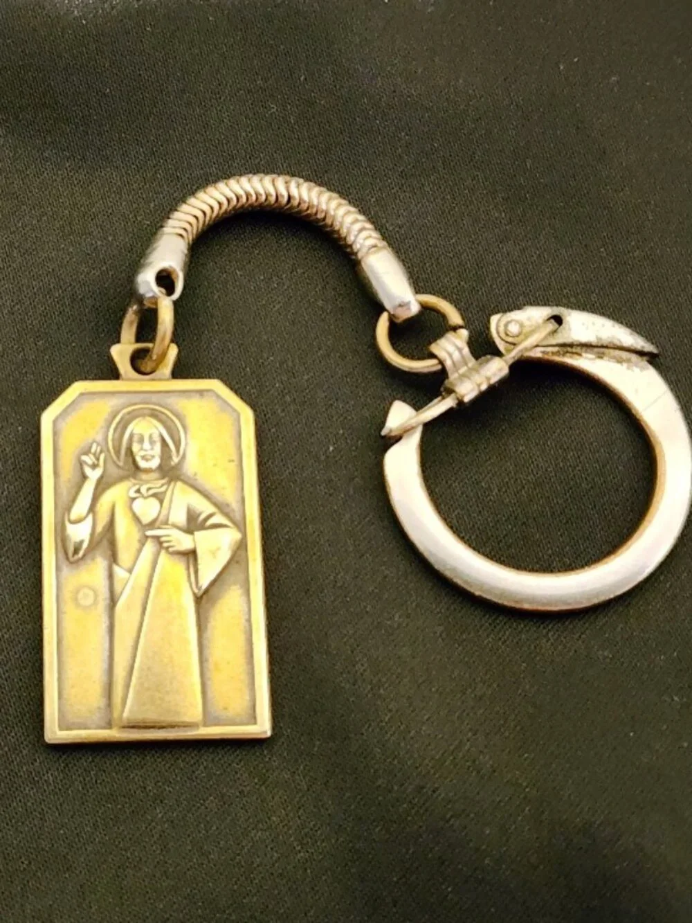Vintage Italian Brass Scapular (Religious) Keychain